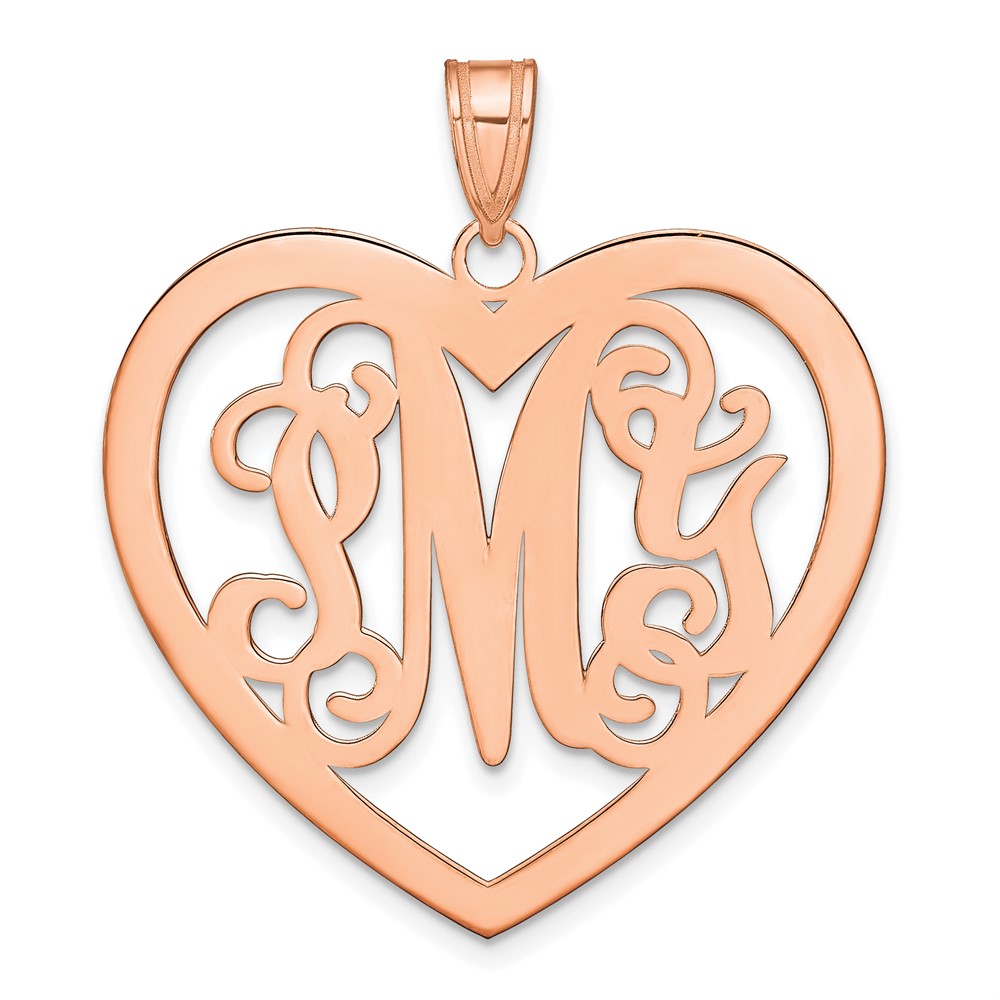 Sterling Silver/Rose-plated Large Monogram Heart Pendant
