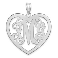 Sterling Silver Rhodium-plated Large Monogram Heart Pendant view 1