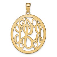 Sterling Silver Gold-plated Round Monogram Pendant view 4