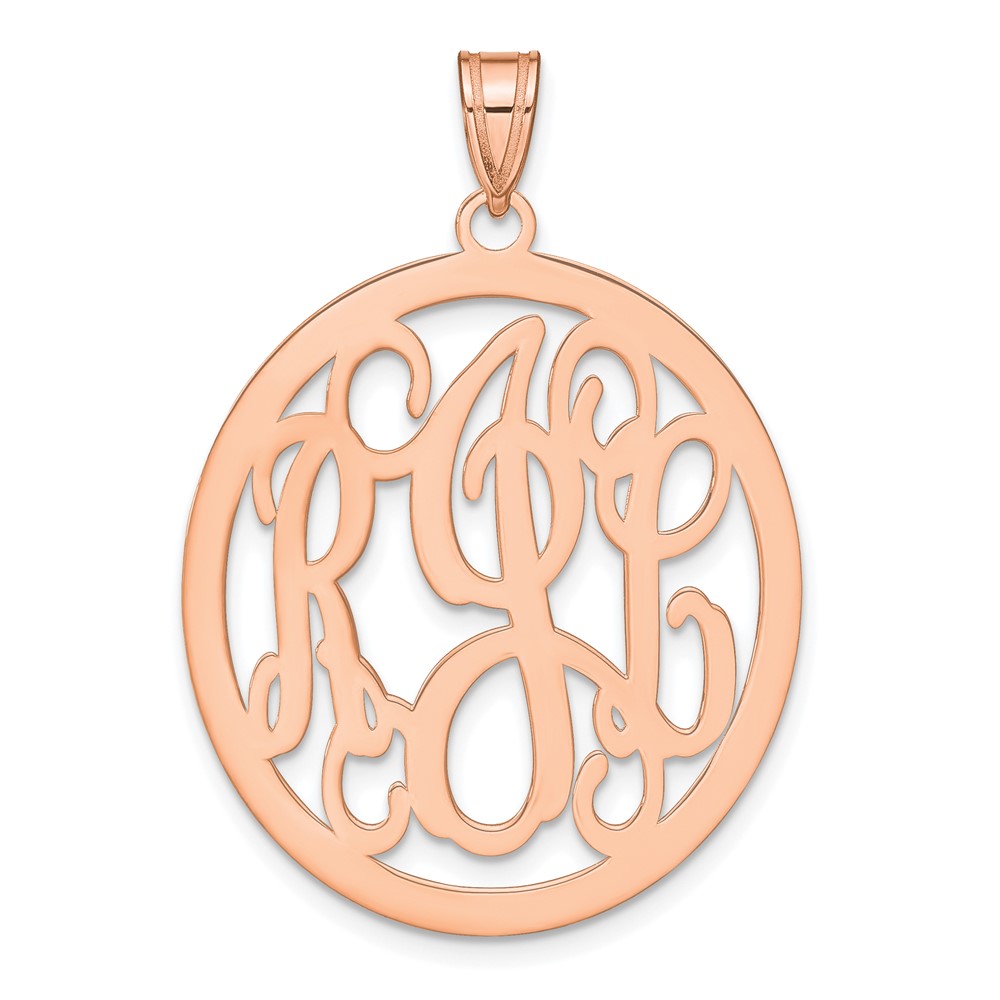 Sterling Silver/Rose-plated Polished Circle Monogram Pendant