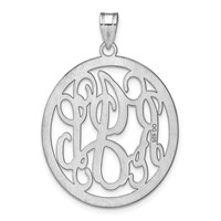 Sterling Silver Rhodium-plated Round Monogram Pendant view 4