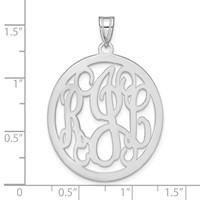 Sterling Silver Rhodium-plated Round Monogram Pendant view 3