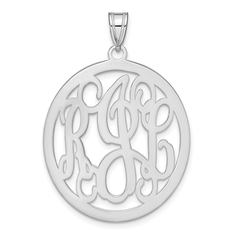 Sterling Silver Rhodium-plated Round Monogram Pendant
