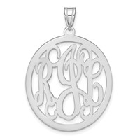 Sterling Silver Rhodium-plated Round Monogram Pendant view 1