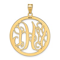 14K Yellow Gold Large Round Monogram Pendant view 4
