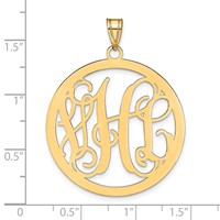 14K Yellow Gold Large Round Monogram Pendant view 3