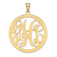 14K Yellow Gold Large Round Monogram Pendant view 1