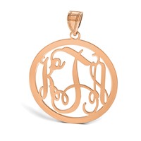 14K Rose Gold Large Round Monogram Pendant view 5