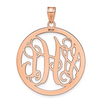14K Rose Gold Large Round Monogram Pendant view 4