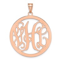 14K Rose Gold Large Round Monogram Pendant view 1