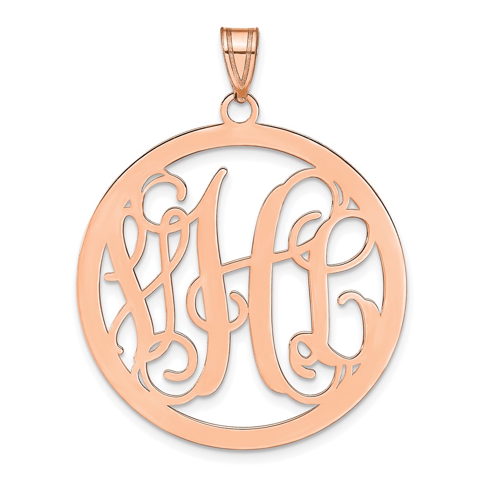 Sterling Silver/Rose-plated Polished Circle Monogram Pendant