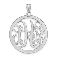 10K White Gold Large Round Monogram Pendant view 4