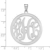 10K White Gold Large Round Monogram Pendant view 3