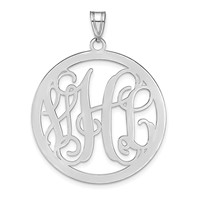 10K White Gold Large Round Monogram Pendant view 1