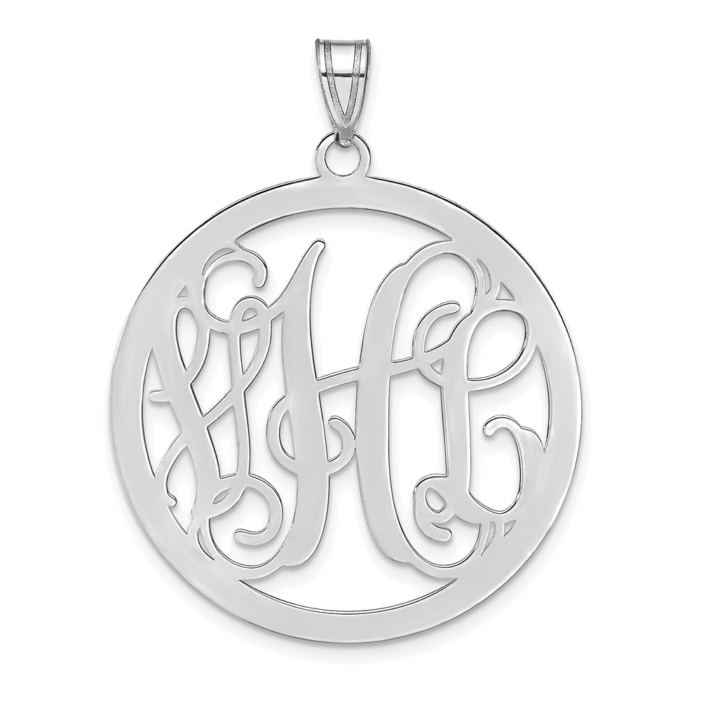 Sterling Silver/Rhodium-plated Polished Circle Monogram Pendant