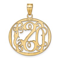 Sterling Silver Gold-plated Round Monogram Pendant view 4