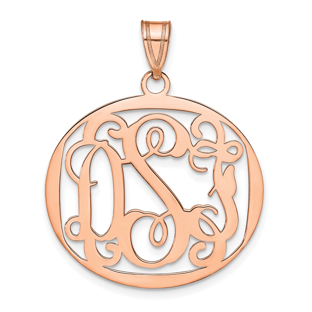 Sterling Silver/Rose-plated Polished Large Circle Monogram Pendant