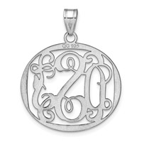 Sterling Silver Rhodium-plated Round Monogram Pendant view 4
