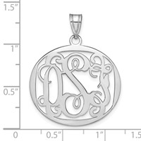 Sterling Silver Rhodium-plated Round Monogram Pendant view 3