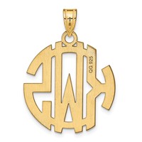 Sterling Silver Gold-plated Round Cut-out Monogram Pendant view 4