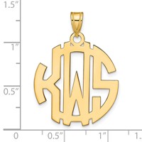 Sterling Silver Gold-plated Round Cut-out Monogram Pendant view 3