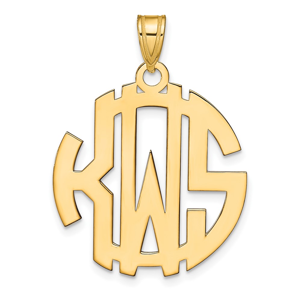 Sterling Silver Gold-plated Round Cut-out Monogram Pendant