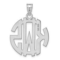 Sterling Silver Rhodium-plated Round Cut-out Monogram Pendant view 4