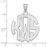 Sterling Silver Rhodium-plated Round Cut-out Monogram Pendant view 3