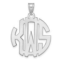 Sterling Silver Rhodium-plated Round Cut-out Monogram Pendant view 1