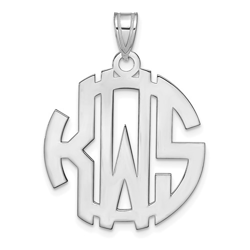 Sterling Silver Rhodium-plated Round Cut-out Monogram Pendant