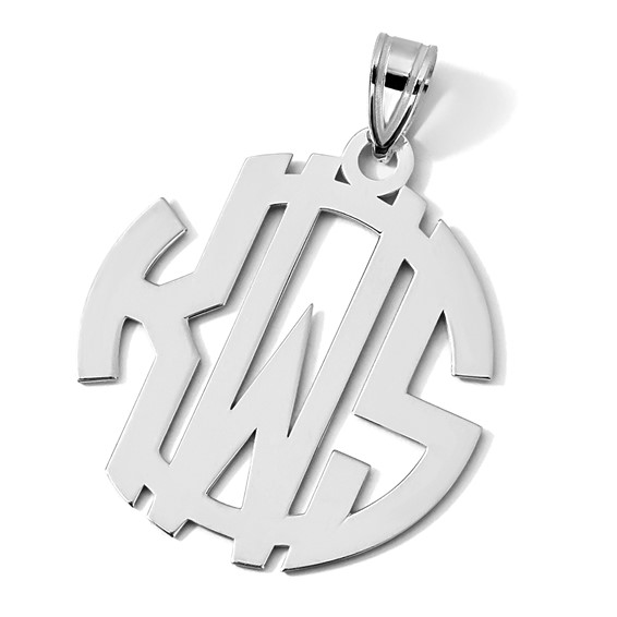 Block Letter Circle Cut-out Background Monogram Pendants