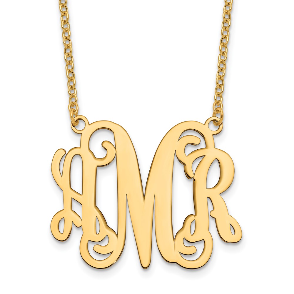 Sterling Silver/Gold-plated Large Polished Cut Out Monogram Necklace