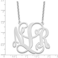 Sterling Silver Rhodium-plated Monogram Necklace view 3