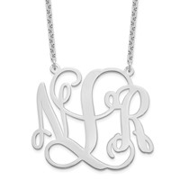 Sterling Silver Rhodium-plated Monogram Necklace view 1