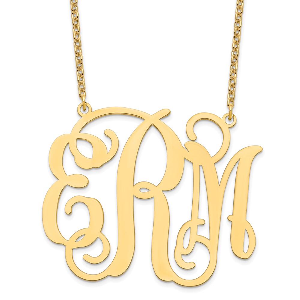 Sterling Silver/Gold-plated Polished Cut Out Monogram Necklace