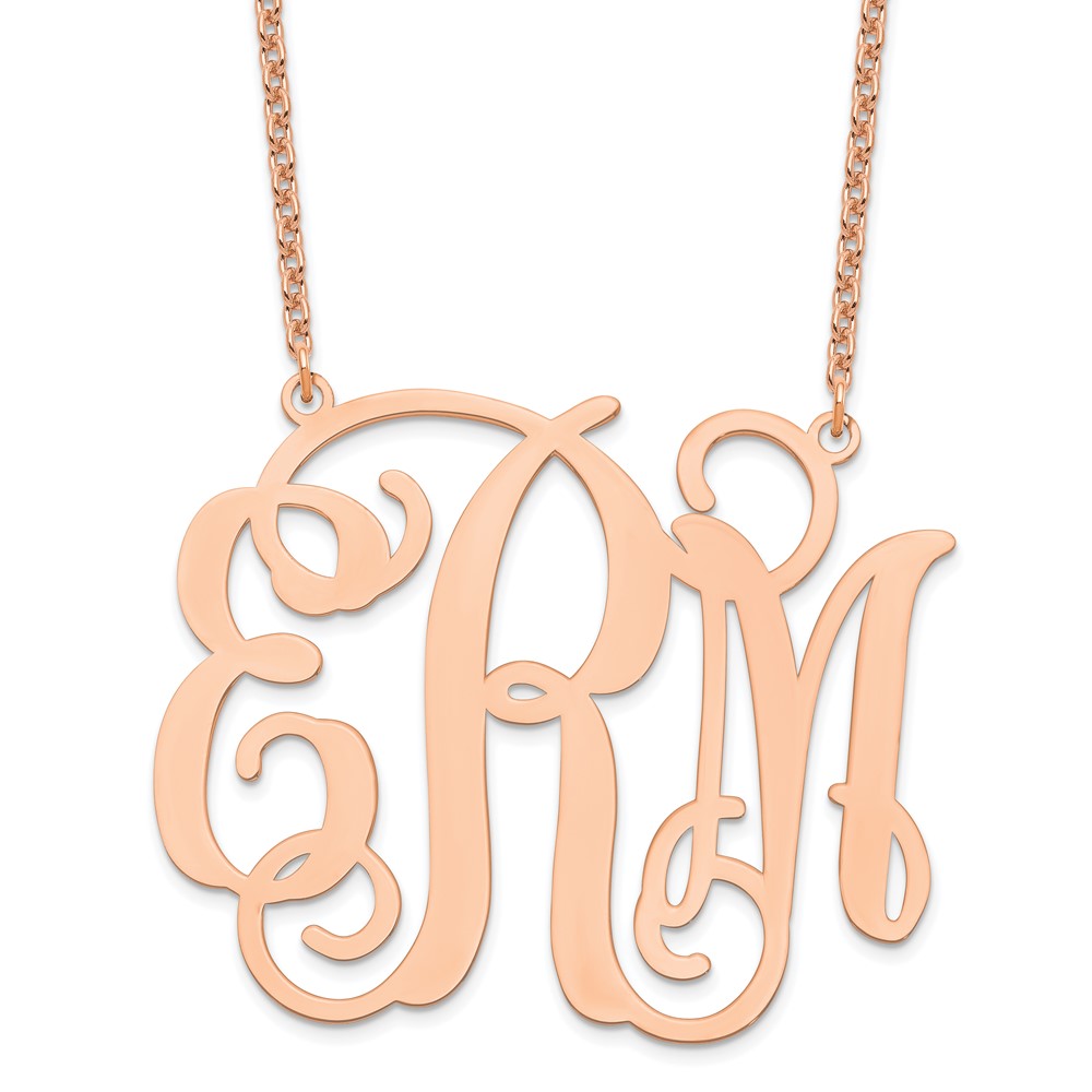 Sterling Silver/Rose-pltd Extra Large Polished Cut Out Monogram Necklace