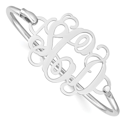 14K White Gold Monogram Bangle with Sterling Silver