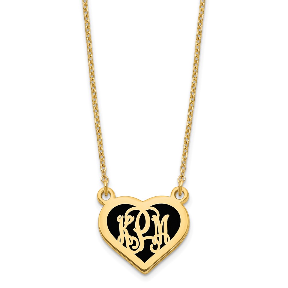 Sterling Silver/Gold-plated Antiqued Heart Monogram Necklace