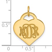 Sterling Silver Gold-plated Monogram Heart Charm view 4