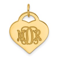 Sterling Silver Gold-plated Monogram Heart Charm view 1