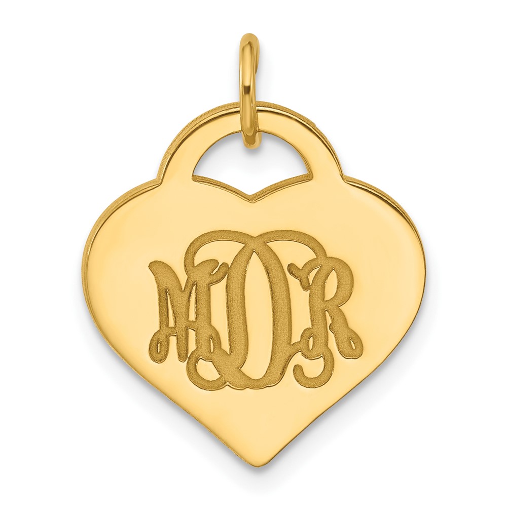 Sterling silver/Gold-plated Polished Monogram Heart Charm