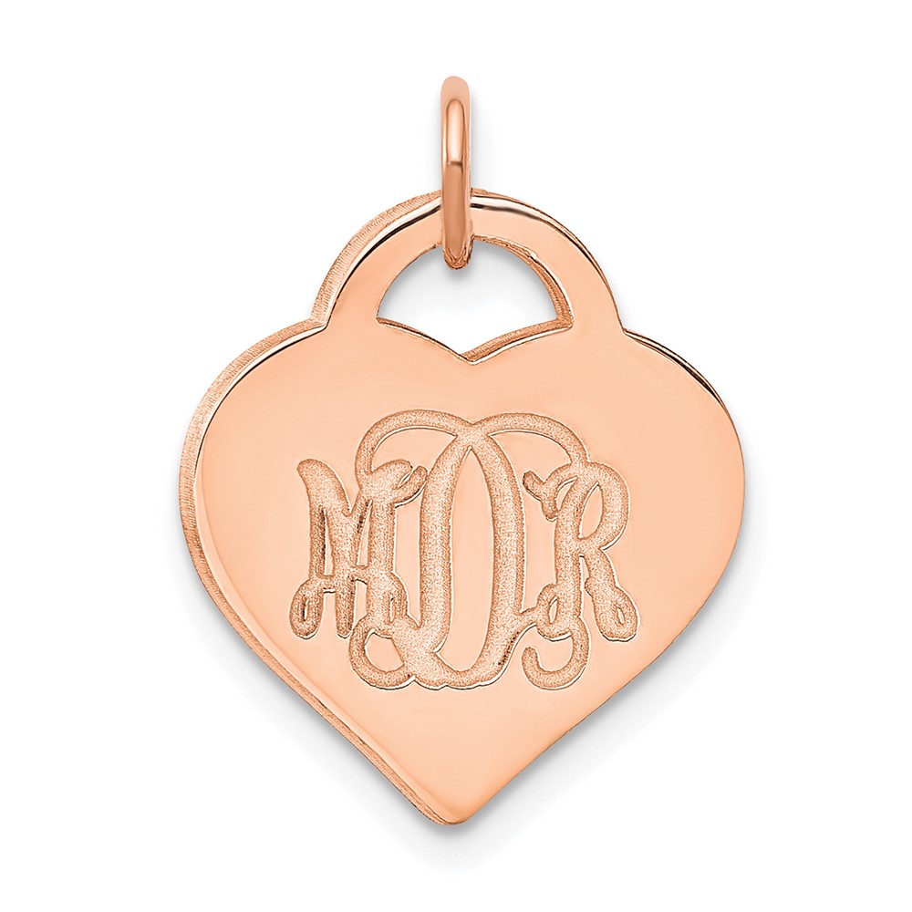 Sterling Silver/Rose-plated Polished Monogram Heart Charm