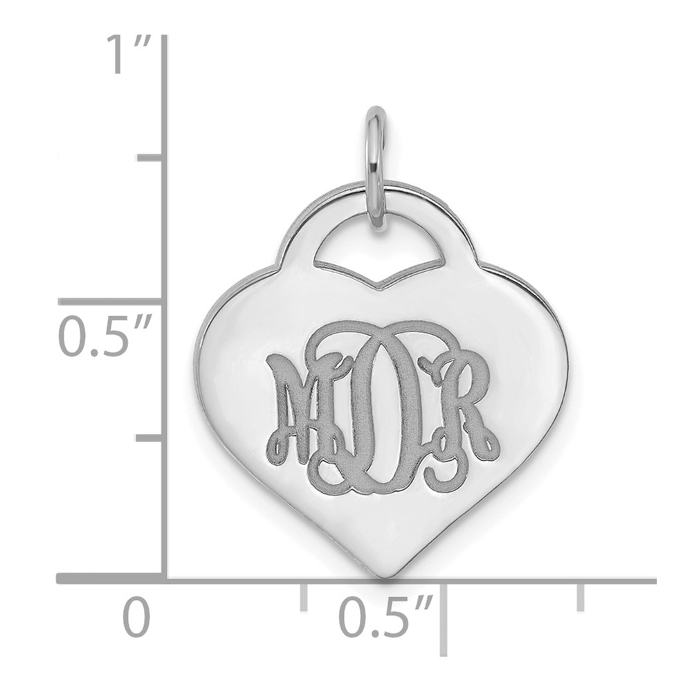 Sterling Silver/Rhodium-plated Polished Monogram Heart Charm