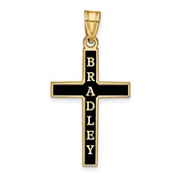 Sterling Silver Gold-plated Epoxy Cross Pendant with Name view 1