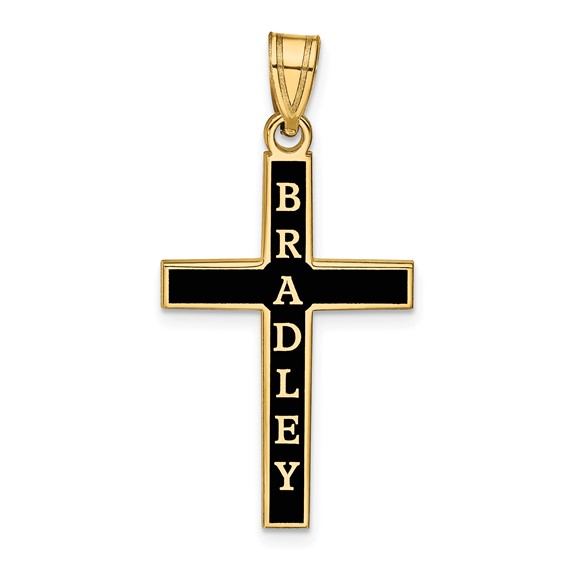 Polished w/Antique Letters Name Cross Pendant             
