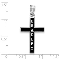 Sterling Silver Rhodium-plated Epoxy Cross with Name Pendant view 3
