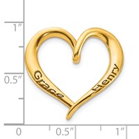 Sterling Silver Gold-plated Personalized Antiqued Heart Slide view 3
