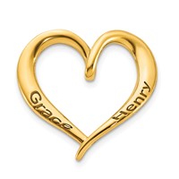 Sterling Silver Gold-plated Personalized Antiqued Heart Slide view 1