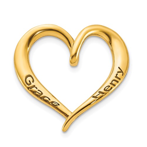 Sterling Silver Gold-plated Personalized Antiqued Heart Slide