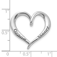 Sterling Silver Rhodium-plated Personalized Antiqued Heart Slide view 3